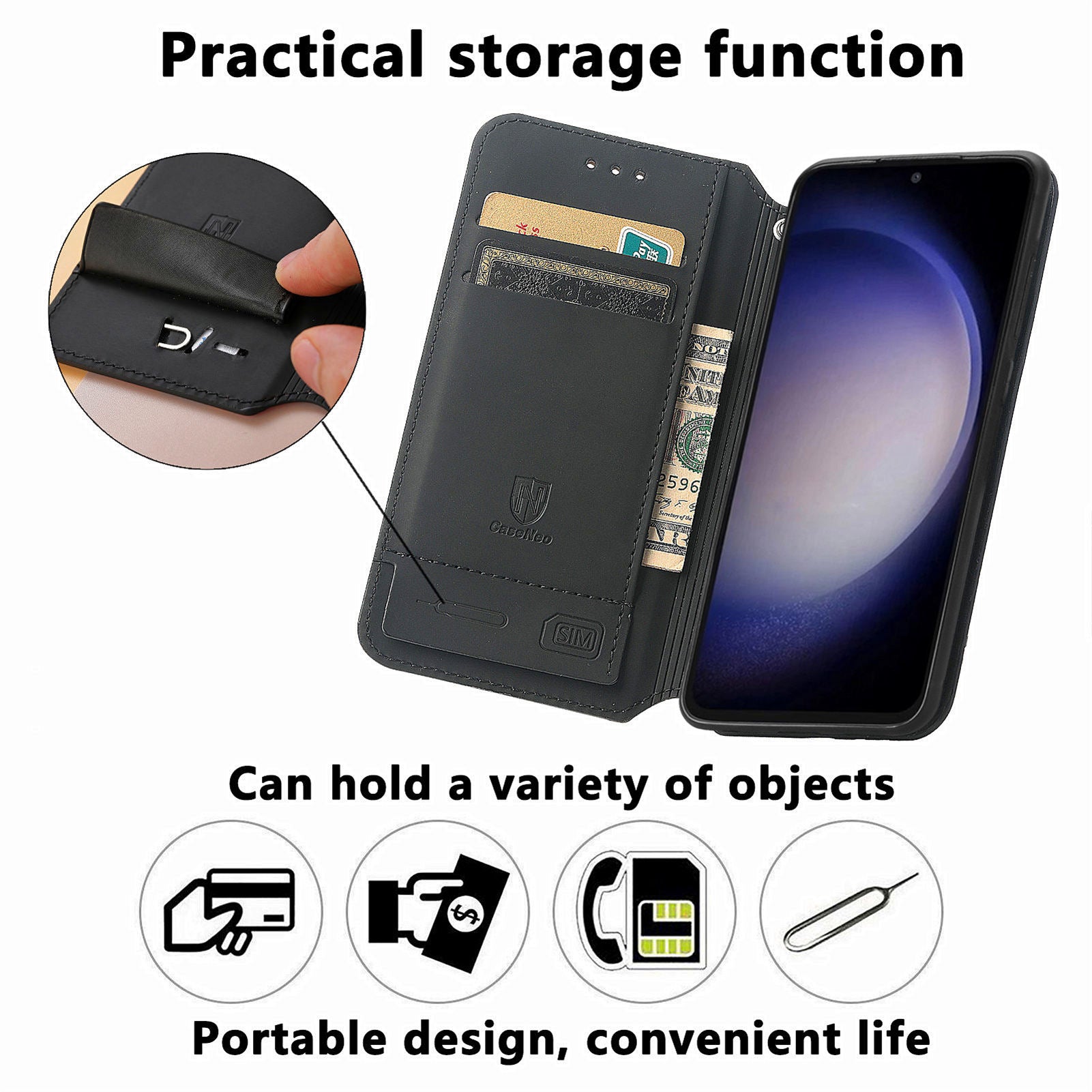 CASENEO 001 Series for Samsung Galaxy S23 FE PU Leather Pattern Case RFID Blocking Wallet Stand Phone Cover CASENEO 001 Series for Samsung Galaxy S23 FE PU Leather Pattern Case RFID Blocking Wallet Stand Phone Cover